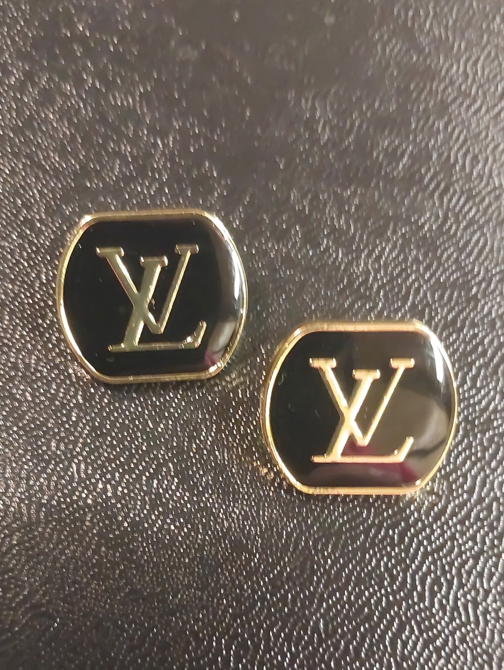New LV Black & Gold Logo Cufflinks